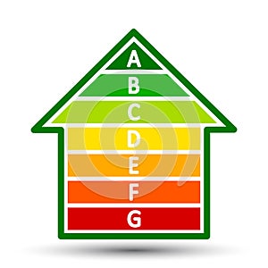 Energy efficient house concept with classification graph - for stock photo